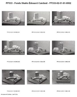 Photographies de la démolition de l'hôtel Monney, de la maquette Eurotel et la transformation Hôt...