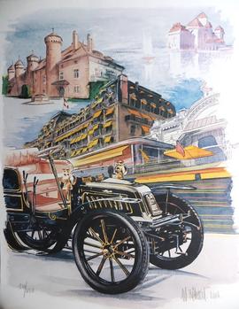 RICHARD W.: Automobile devant le Montreux Palace 170/250