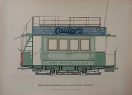 TRUSSLER David J (dessin) EVELY Hugh (publié): 1888 Vevey-Montreux-Chillon Electric Tramcar
