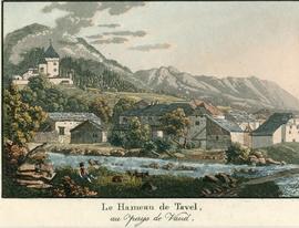 Tavel: Le hameau de Tavel avec la Baye de Clarens et le Château du Châtelard