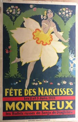 COURVOISIER, J. : Fête des Narcisses Montreux - 2 et 3 juin 1928 - les Ballets russes de Serge Di...